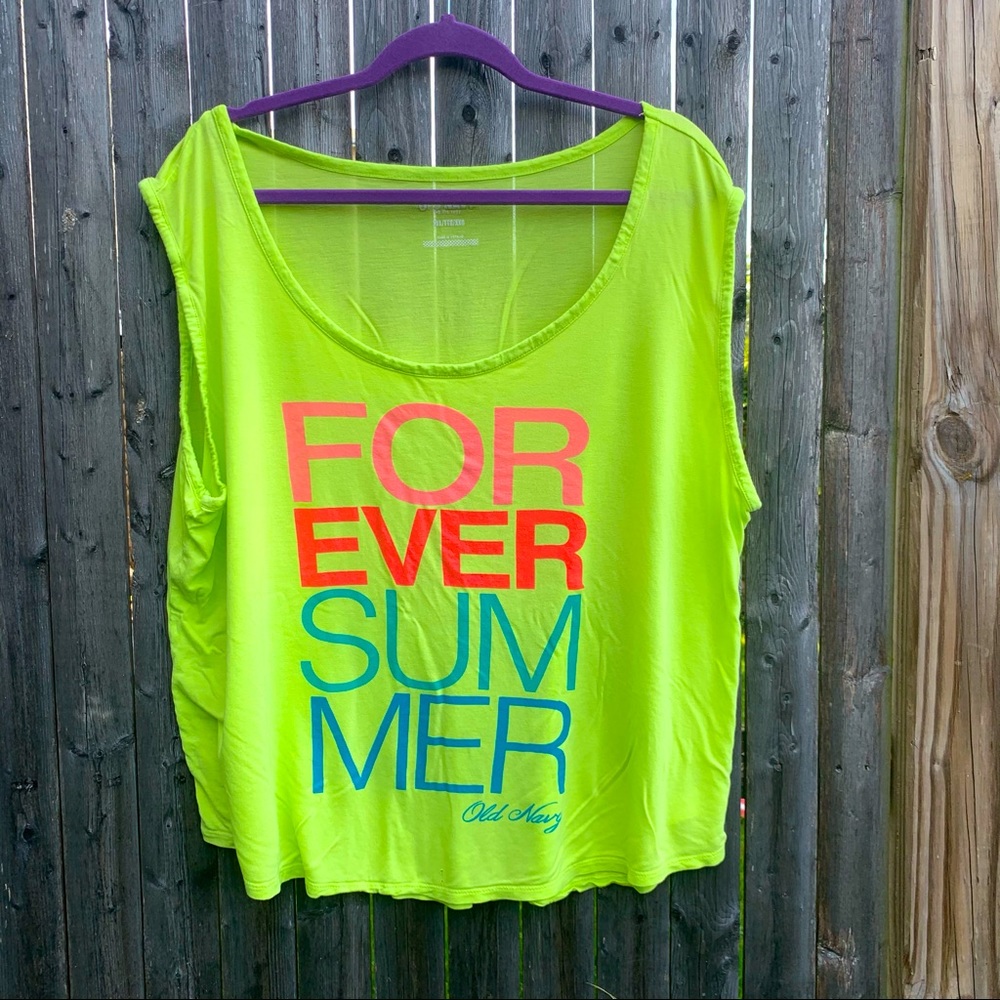 Old Navy Forever Summer Neon Green Muscle Tee XXL